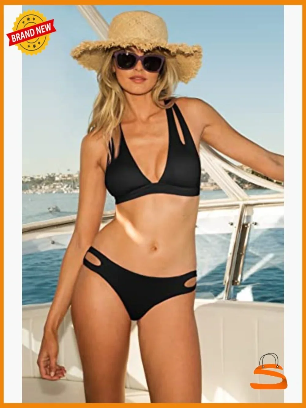 Adjustable Halter Bikini Top with Removable Cups, Medium